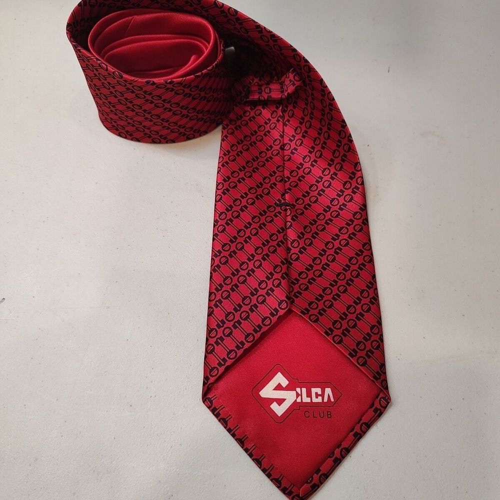 Skeleton‎ Key Silca Club Red Tie Silk Automotive Novelty Love Valentine